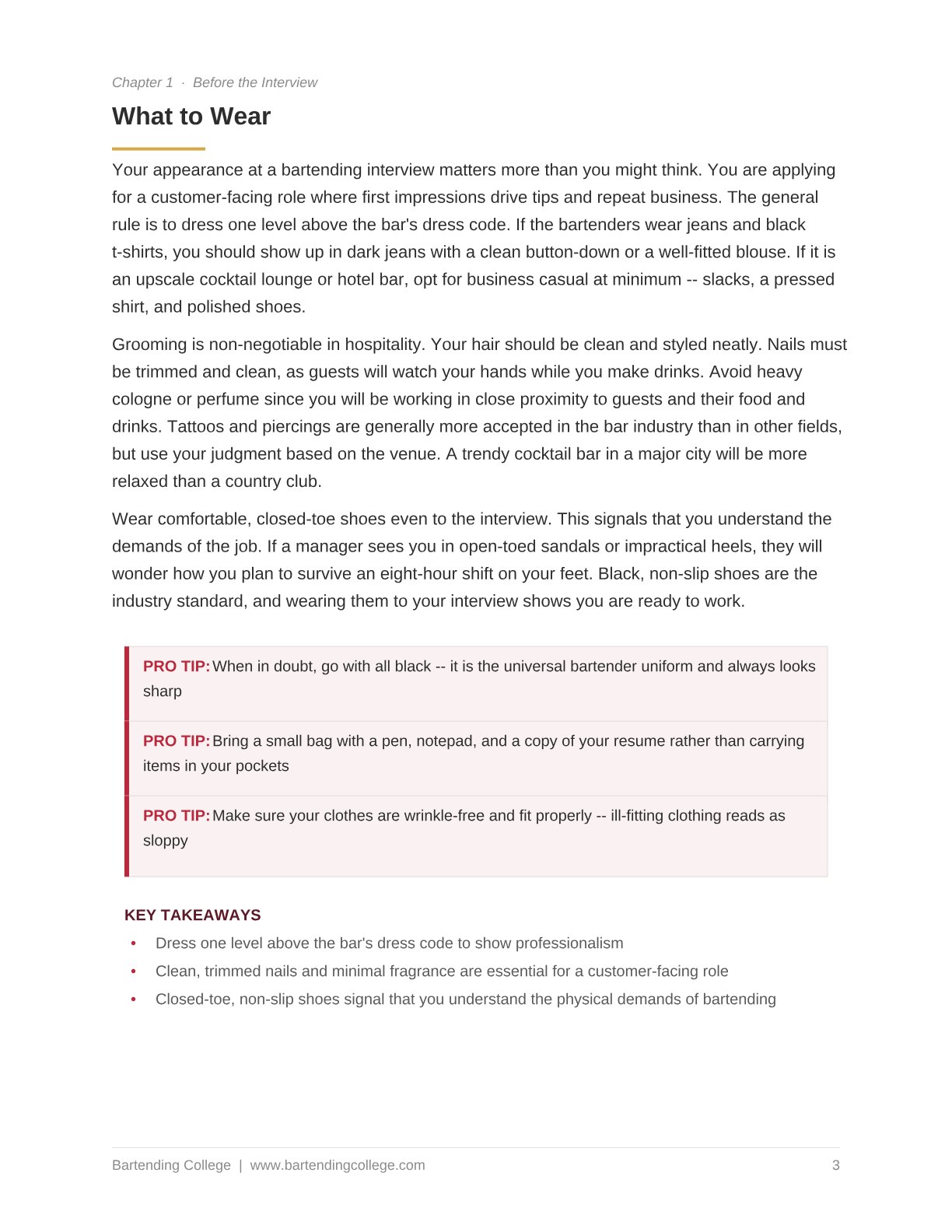 Ace Your Bartending Interview preview page 1